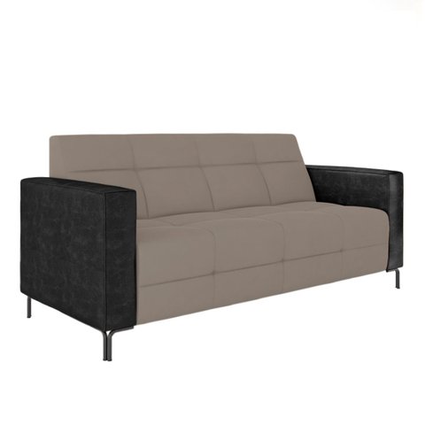Sofá Living Decorativo Houston 2 Lugares 180cm Pés em Metal Veludo/ Pu Castor/ Preto G33 - Gran Belo
