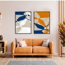 Ver imagem 1 de Quadro Decorativo Vibra Abstrato Flowers em 2 Telas com Moldura Filete