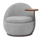 Ver imagem 2 de Poltrona Kaira Mesa Lateral Esquerda Base Fixa Bouclé Cinza Claro Nexta Casa