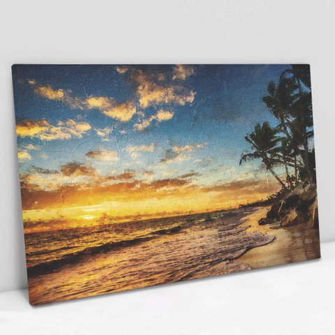 Quadro Decorativo em Canvas Horizonte TaColado Moldura Madeira 120 x 80cm