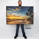 Ver imagem 3 de Quadro Decorativo em Canvas Horizonte TaColado Moldura Madeira 120 x 80cm