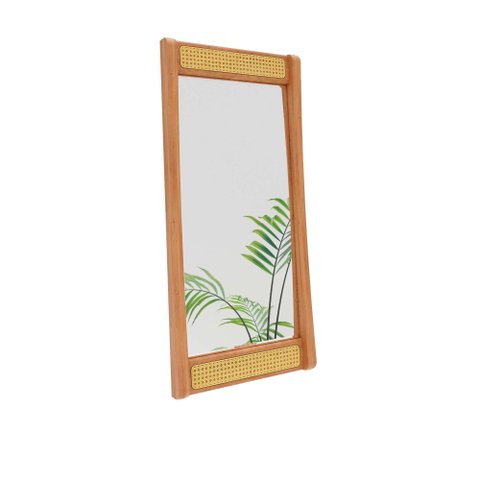 Espelho Ricco 105 X 48 Cm Madeira com Palhinha Amêndoa