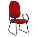 Ver imagem 1 de Cadeira Escritório Interlocutor Base Fixa Sky Metal Wood Design Vermelho