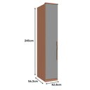 Ver imagem 4 de Guarda Roupa 1 Porta com Prateleira 2450x428mm Setiba Plus Rimo Carvalho/fendi