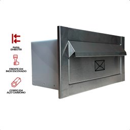 Caixa de Correio Frente Inox Escovado Corpo em Aço Embutir na Parede - Arkell - 11