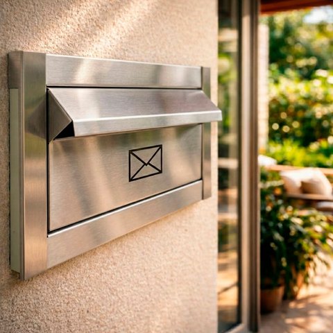 Caixa de Correio Frente Inox Escovado Corpo em Aço Embutir na Parede - Arkell