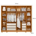 Ver imagem 2 de Guarda Roupa Casal Mercure com Espelho 6 Portas e Cômoda Duetto 10 Gavetas Cinamomo Off White - Mó