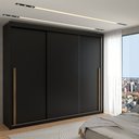 Ver imagem 1 de Guarda-roupa Casal Cardial 3 Portas 6 Gavetas Preto - Panorama Móveis