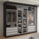 Ver imagem 3 de Guarda-roupa Casal Cardial 3 Portas 6 Gavetas Preto - Panorama Móveis