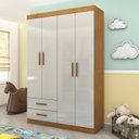 Ver imagem 1 de Guarda-Roupa 4 Portas 2 Gavetas Infantil Perola Branco/Cinamomo/Off White