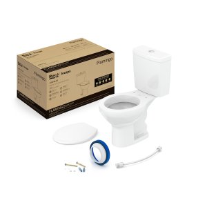 Kit de Bacia com Caixa Assento PP Eco e Complementos de Instalação Flamingo Roca I Incepa