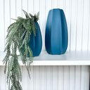 Ver imagem 4 de Dupla Vaso Centro de Mesa Alto Relevo Azul c/ Planta Decor