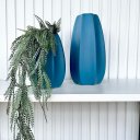 Ver imagem 3 de Dupla Vaso Centro de Mesa Alto Relevo Azul c/ Planta Decor