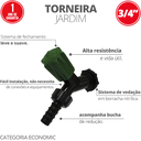 Ver imagem 2 de 12 Unidades Torneira Para Jardim Cor Preto e Verde  Bitola 1/2'' e 3/4'' Durín