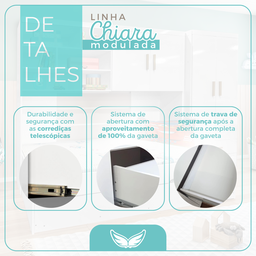 Quarto Completo Modulado Solteiro Juvenil 4 peças - 1 Guarda-Roupa , 1 Módulo Aéreo, 1 Cama Solteiro com 1 Auxiliar Chiara - 8