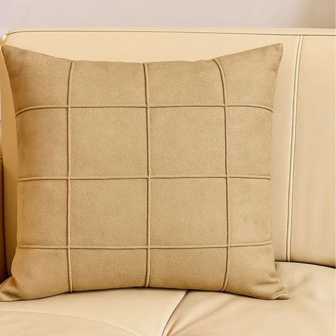 Capa de Almofada Tecido Boucle Drapeadas Cores 45x45cm - Bege Escuro