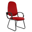 Ver imagem 1 de Cadeira Escritório Interlocutor Base Sky com Braço Orelha Metal Wood Design Vermelho