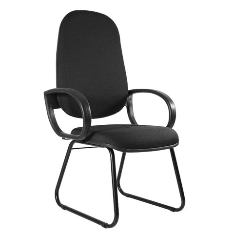 Cadeira Escritório Interlocutor Base Sky com Braço Orelha Metal Wood Design Preto