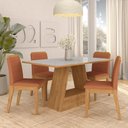 Ver imagem 1 de Mesa com 4 Cadeiras Nápoles 1,36 Cina/off/terracota - Móveis Arapongas Cinamomo/off White/