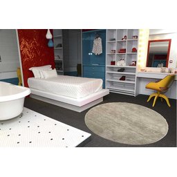 Tapete Redondo 1,20m Quarto Sala Escritório Pelo Macio.:areia - 2