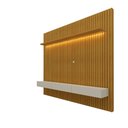 Ver imagem 3 de Estante para TV e Home Theater até 90 Polegadas 100% MDF com LED 228,8CMX217CM Ripada com LED 3 Gavetas Nobre Clean Marrom