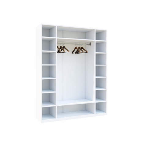 Armário Colmeia 01 Cabideiro + Prateleiras + Nichos / Expositor Roupas Closet - Branco - Cód. 102