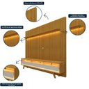 Ver imagem 6 de Rack com Painel para TV até 90 Polegadas 100% MDF com LED 228,8CMX217CM Pés em Madeira Maciça 3 Gavetas Nobre Clean Marrom