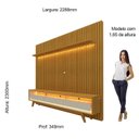 Ver imagem 5 de Rack com Painel para TV até 90 Polegadas 100% MDF com LED 228,8CMX217CM Pés em Madeira Maciça 3 Gavetas Nobre Clean Marrom
