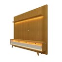 Ver imagem 3 de Rack com Painel para TV até 90 Polegadas 100% MDF com LED 228,8CMX217CM Pés em Madeira Maciça 3 Gavetas Nobre Clean Marrom