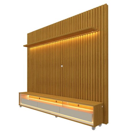 Rack com Painel para TV até 90 Polegadas com LED 100% MDF 228,8cmx217cm 3 Gavetas Nobre Clean