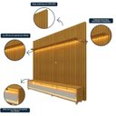 Ver imagem 5 de Rack com Painel para TV até 90 Polegadas 100% MDF com LED 228,8CMX217CM 3 Gavetas Nobre Clean Yescasa Marrom