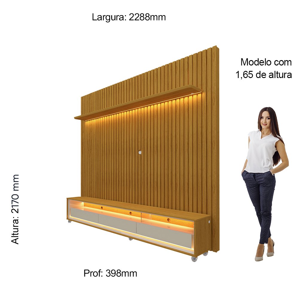 Rack com Painel para TV até 85 Polegadas LED 3 Gavetas Nobre Clean  - 4