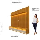 Ver imagem 4 de Rack com Painel para TV até 90 Polegadas 100% MDF com LED 228,8CMX217CM 3 Gavetas Nobre Clean Yescasa Marrom