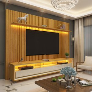 Rack com Painel para TV até 85 Polegadas LED 3 Gavetas Nobre Clean 100% MDF