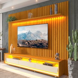 Rack com Painel para TV até 90 Polegadas LED 3 Gavetas Nobre Clean 100% MDF - 1