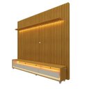 Ver imagem 2 de Rack com Painel para TV até 90 Polegadas 100% MDF com LED 228,8CMX217CM 3 Gavetas Nobre Clean Yescasa Marrom
