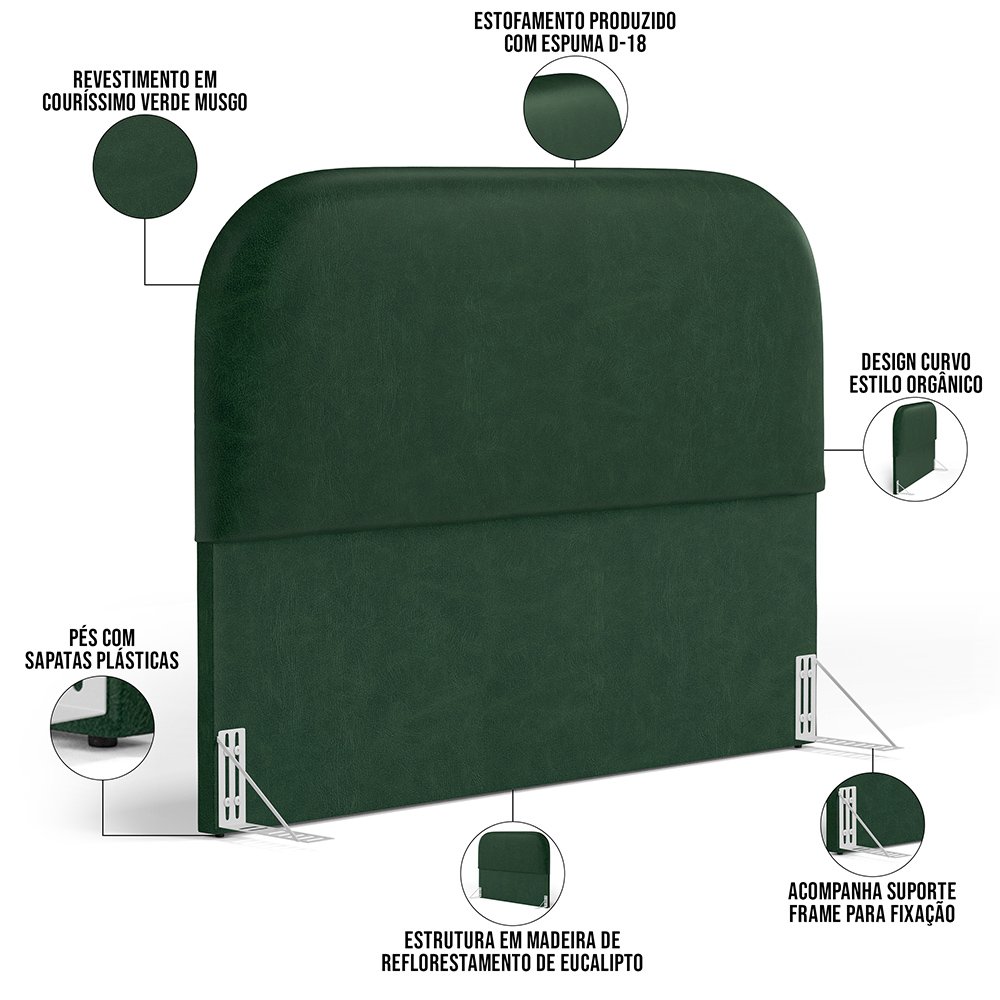 Cabeceira Cama Box Casal 140cm Orgânica Lanna W01 Couríssimo Verde - Lyam Decor - 4