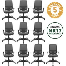 Kit 10 Cadeiras Escritório Presidente Ergonômica NR17 Tela Mesh Brizza - 3