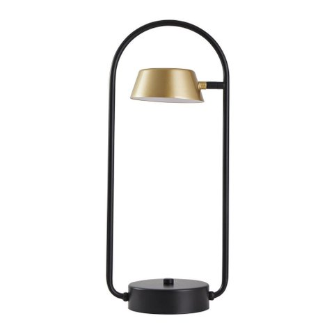 Luminária de Mesa Led Zavi Oni 3000k 7w Bivolt 50xø21cm Alumínio e Pvc Preto e Ouro Fosco - Nordecor