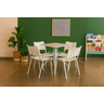 Jogo Mesa Quadrada 70x70 para Restaurante Comércio com 4 Cadeiras Iso Branca Base Branca Ecomhome - 1