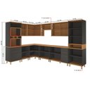 Ver imagem 4 de Cozinha Modulada de Canto Reto Torre Quente Cristaleira 4 Portas Aéreo 120cm Aéreo 60cm com Vidros Reflecta Balcão com Tampo 120cm Completa 10 Peças Madri