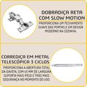 Ver imagem 5 de Cozinha Modulada de Canto Reto Torre Quente Cristaleira 4 Portas Aéreo 120cm Aéreo 60cm com Vidros Reflecta Balcão com Tampo 120cm Completa 10 Peças Madri