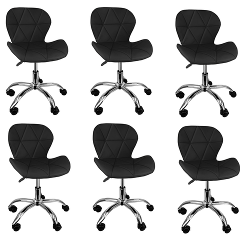 Kit 6 Cadeiras Slim Office Estofada Base Giratória Cromado 