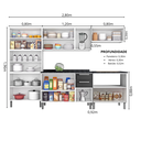 Ver imagem 3 de Cozinha Modulada em Aço 5 Peças 15 Portas 2 Gavetas Balcão p/Cooktop 5Q Tarsila Itatiaia Branco/Preto