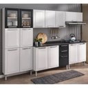 Ver imagem 1 de Cozinha Modulada em Aço 5 Peças 15 Portas 2 Gavetas Balcão p/Cooktop 5Q Tarsila Itatiaia Branco/Preto