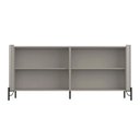 Ver imagem 4 de Balcão Buffet p/ Sala Porta Brise 180cm Pés Metal 100% MDF Cor:Grigio com Dourado
