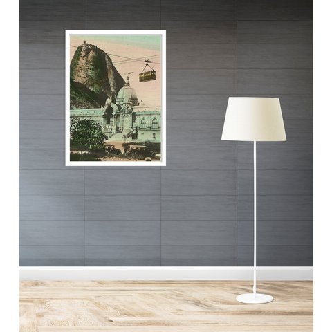 Quadro Decorativo Rio de Janeiro Retrô Pão de Açúcar-70x50cm:moldura Branca