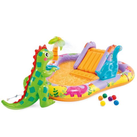 Piscina Playground Inflável Dino Park 159 Litros Infantil Intex