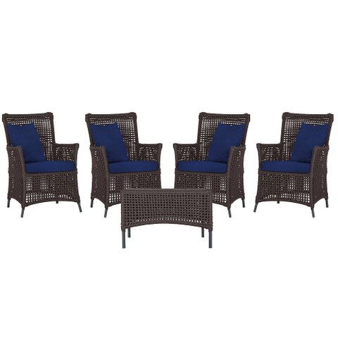 4 Poltronas e 1 Mesa Igapó em Alumínio Pintura Preta Corda Náutica Estofado 10