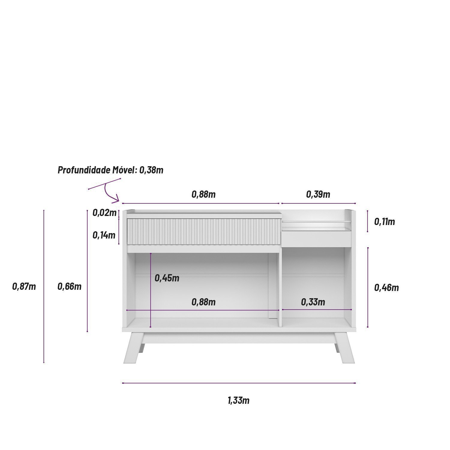 Buffet 2 Portas 1 Gaveta 1 Nicho 133cm Lucca  - 6